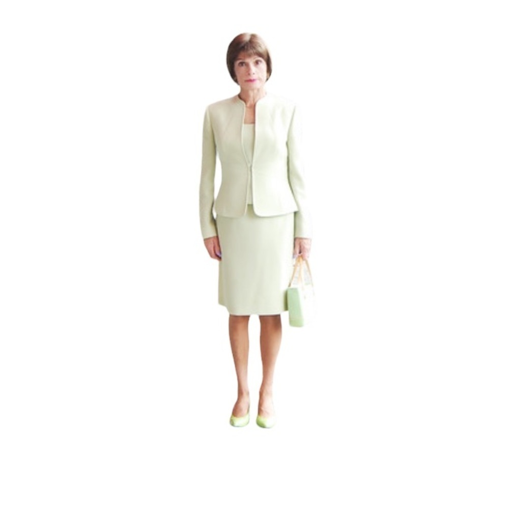 Kasper Celery Green 2 pc Skirt Suit Sz 10